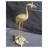 Chinese brass crane and turtle sculpture, 10" x 3"