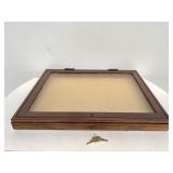 Vintage locking wood & glass display case with