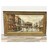 Large vintage signed, Celestini Parisian scene on