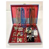 Vintage jewelry box full of jewelry