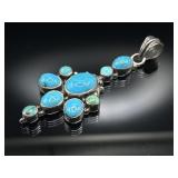 Sterling silver turquoise gemstone pendant, 11.47g