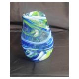 Signed hand-blown art glass vase 6" x 4"