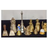 11 vintage metal bell collection box lot section