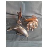 Group of carved wood animals figurines 10" x 4" ,