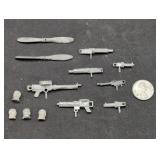 Collection of vintage diecast machine guns,