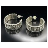Sterling silver 1" hoop earrings, 16.9g