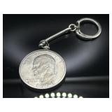 Vintage 1971 Eisenhower dollar coin keychain