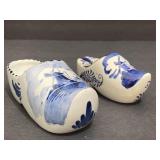 Vintage pair of Delft porcelain clog shoe with