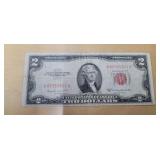 1953-B $2 Red Seal US paper money currency bill