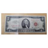1963 $2 Red Seal US paper money currency bill