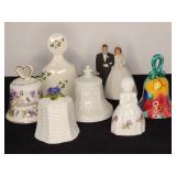 7 vintage pottery bells Ireland England Germany