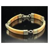 Vintage silver capped bone bracelet