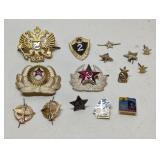 Collection of USSR Soviet medals and pins. In