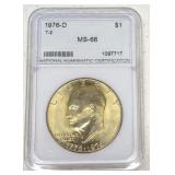 1976-D Eisenhower Bicentennial Dollar Coin MS66