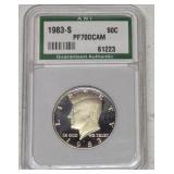 1983-S Kennedy Half Dollar coin PR70 Deep Cameo