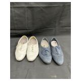 White leather and navy Suede blue Easy Spirit