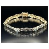 Sterling silver blue gemstone bracelet, 10.5g