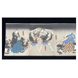 Vintage Japanese woodblock 3 panel print