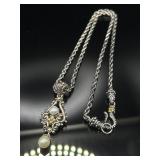 18k gold & sterling silver necklace, 23.84g