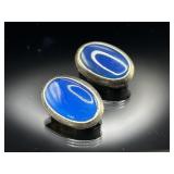 Vintage sterling silver blue gemstone clip-on