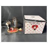 Betty Boop gown black dress and puppy figurine