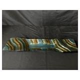 Decorative art glass tray 31"l. (f)