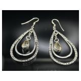 Sterling silver & citrine dangle earrings, 7.69g