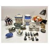 Large box of home goods- cookie jars, bird h