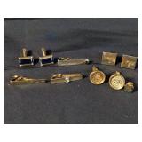 Group of cufflinks some marked swank, tie clips