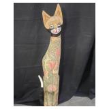 Carved wood cat figurine