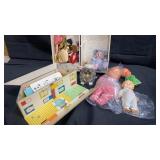 Vintage toys, dollhouse etc in box lot