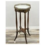 Antique wooden octagonal mirror topped side table