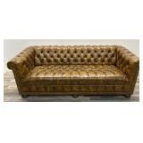 Vintage Schafer Bros leather chesterfield tufted