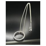 Sterling silver necklace with circle pendant, 3.8g