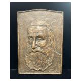 Vintage signed plaster face wall hanger