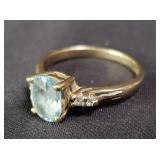 14k gold, diamond and topaz ring