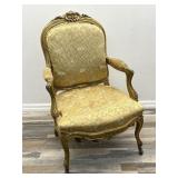 Antique Louis XV French style wood gilt armchair