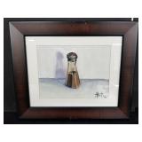 Framed still life painting on paper