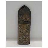 Vintage brass match wall pocket 9" x 3"