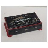 Lacquer mother of pearl inlay Asian jewelry box