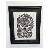 Signed dragon paper art by Yang