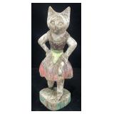 Hand carved and painted wood cat