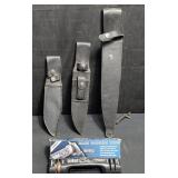 3 leather knife sheaths, United Cutlery  Deluxe