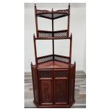 Oriental cherry wood vintage corner shelf