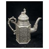 Old Chinese Tibet silver hand carved pot