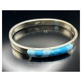 Sterling silver & turquoise clasp bracelet, 30.7g