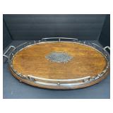 Vintage English oak and silver plate wooden