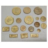 Collection of California "Gold" tokens and coins