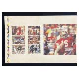 Uncut sports card sheet featuring Joe Montana and