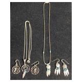 Jewelry: sterling silver (2) necklaces, & (2 )